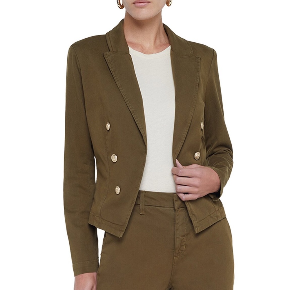L'AGENCE Green and Gold Military Blazer